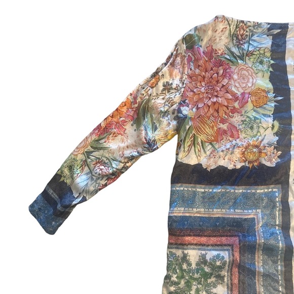 S Soft Surroundings 2BJ49 Ashbury Velvet Tunic Top Floral Print Shirt Romantic - Picture 6 of 6